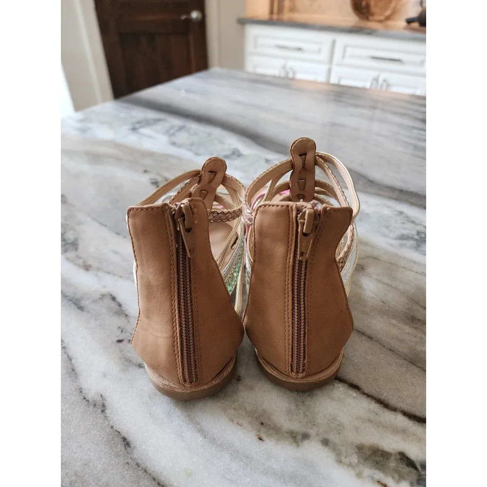 Tucker +‎ Tate Marissa Girls Metallic Gladiator Sandals Tan Pink Gold Size 5M